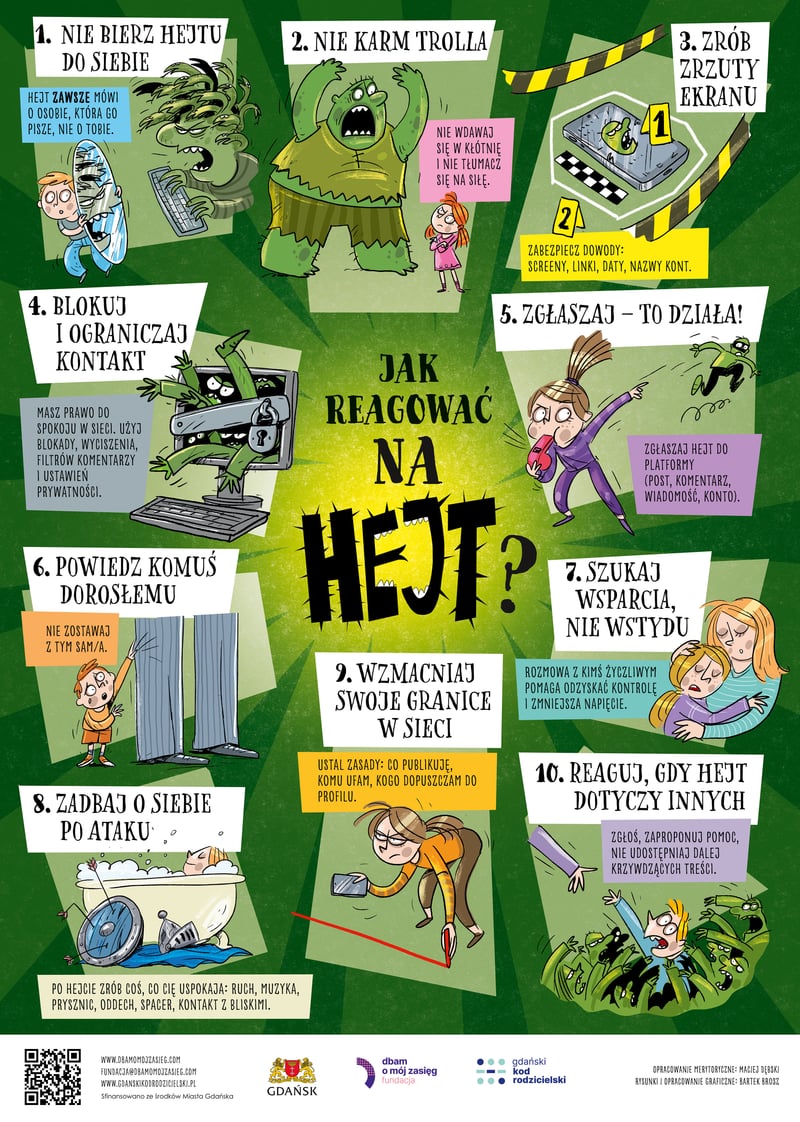 Jak reagować na hejt? Plakat