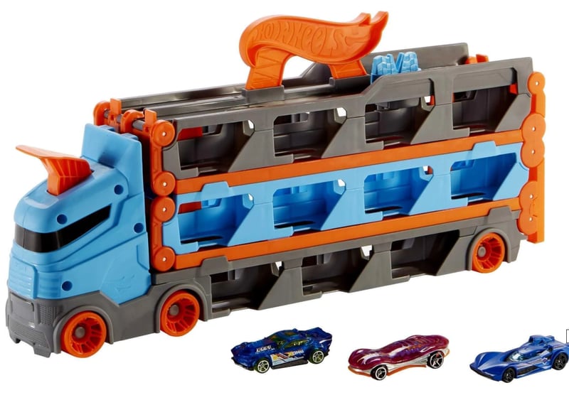 Transporter autek + tor wyścigowy dla dwóch autek Hot Wheels