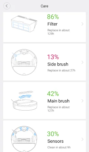 widok aplikacji dla odkurzacza automatycznego xiaomi