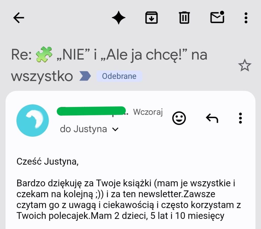 Mail z podziękowaniem za rady
